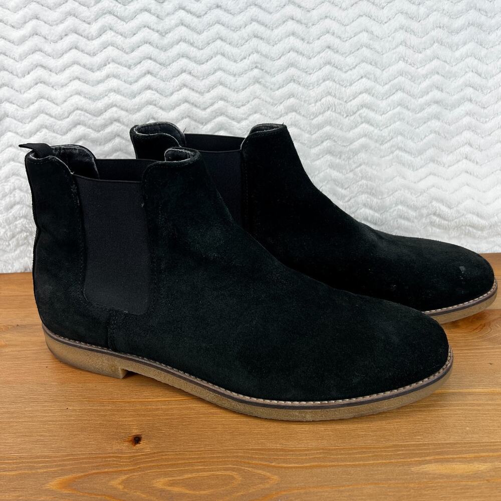 Zara Man Mens Suede Boots Chukka Ankle Pull On Black Casual Comfort 45 EU 12 US